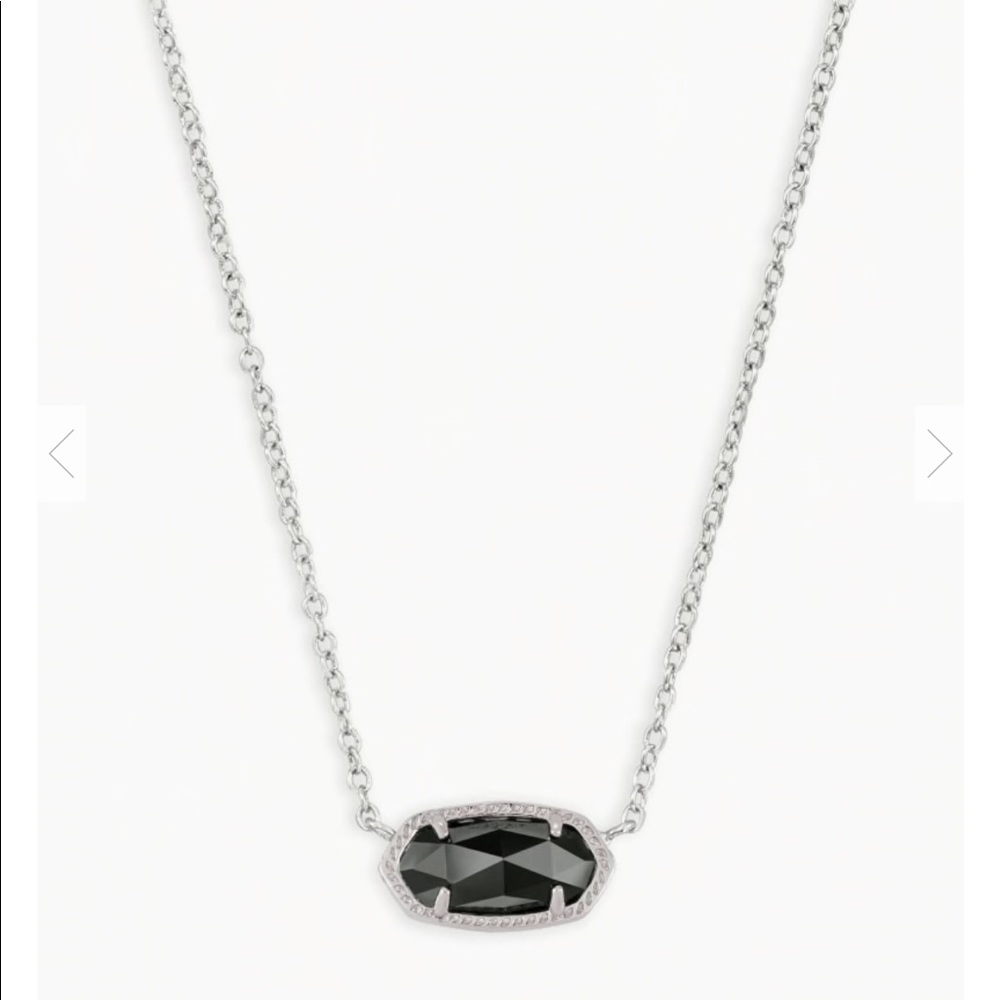 Elisa Silver Pendant Necklace In Black Opaque